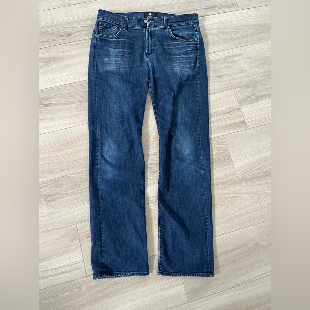 7 For All Mankind Blue Straight Jeans Classic Fit The Austyn cut